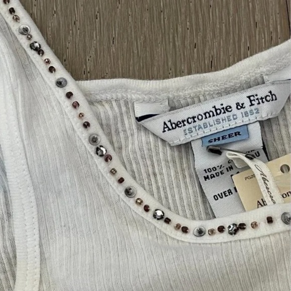 VINTAGE Abercrombie fitch sequin cotton lace tank Cami Tank Top Strappy … - Picture 5 of 9